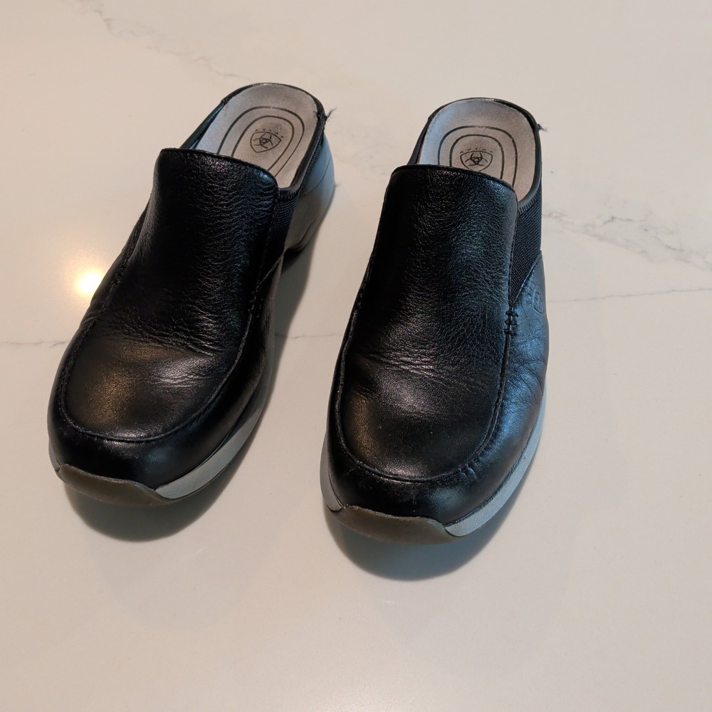 Ariat Mules Womens 7B Black Leather Slip On Round Toe Boots Western Casual